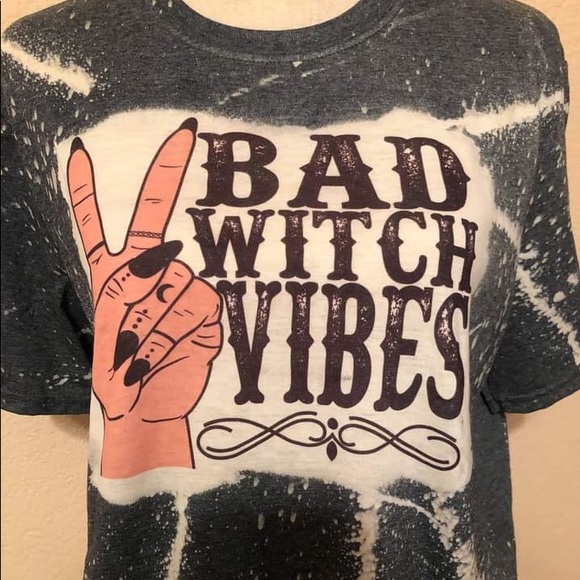 Whiskey Kiss Tops - WHISKEY KISS Bad Witch Bleach Dye Graphic Tee